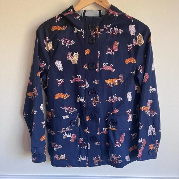 Modcloth Jackets & Blazers - Modcloth Hit the Trails Anorak Jacket Cat Print XS NWT